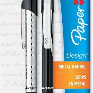 New Paper Mate Ballpoint Retractable Design Pen Metal Barrel Medium Point Black